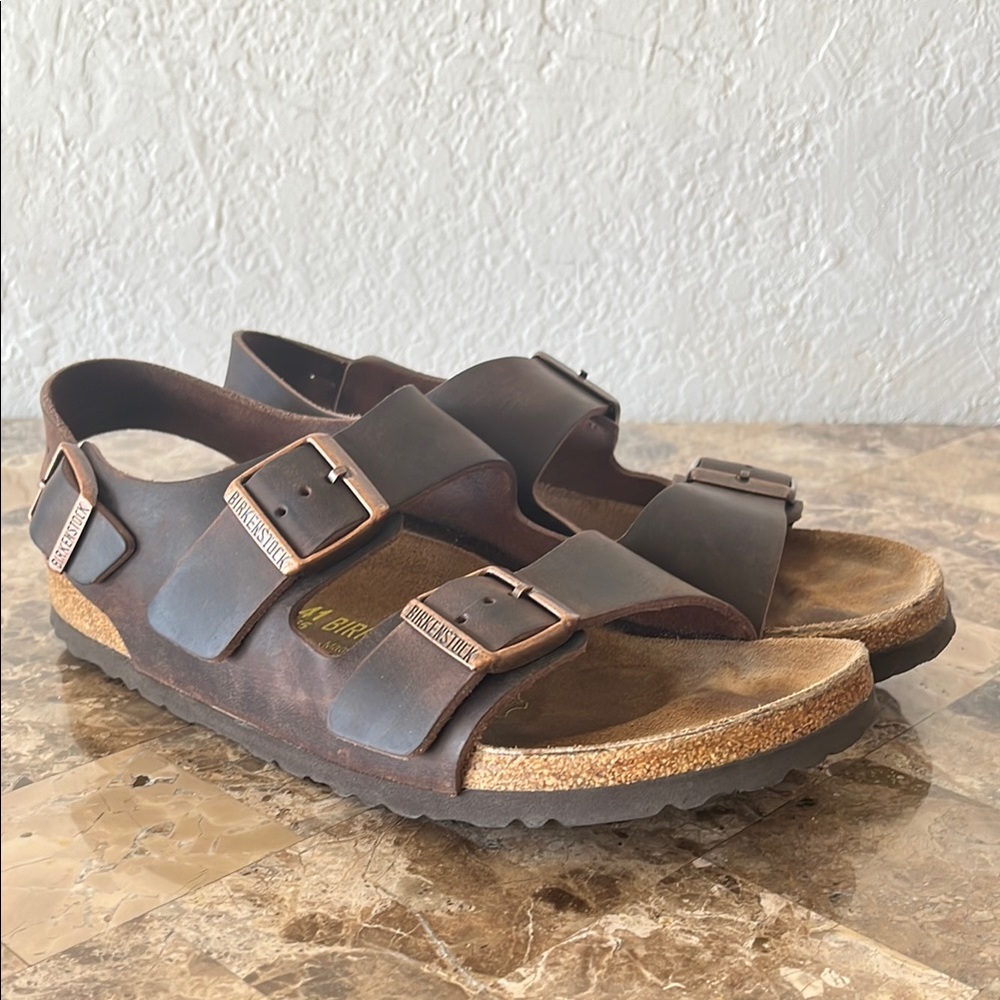 Birkenstock Milano Oiled Leather Habana Sandals Narrow